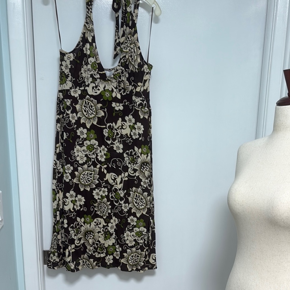 Zara Brown,cream Sheath Dress Sleeveless Halter L